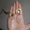 Witchy Tribal Sun Crescent Earrings Brass Golden Color Hippie Jewelry Bohemia Birthday Magical Clear Stone Point Women Gift