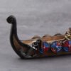 With 10Cones Free Gift Waterfall Incense Burner Ceramic Incense Holder Viking Dragon Boat,Option for Mixed Incense Cones