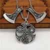 New Magicun Viking~Wolf Pendant Viking Futhark Axe pendant Men's necklace pagan Compass Vegvisir jewelry 1pc