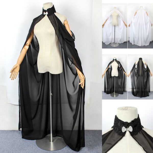 Women Medieval Fairy Shawl Cape Chiffon Gothic Wicca Robe Black Green Cosplay Victorian Dress Cloak Halloween Costume For Women - Cosplay Costumes