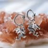 Womens Mens Dragon Earrings - Hoop Earrings with Charm - Celtic Earrings - Medieval Costume - Cartilage Hoop - Tiny Hoops