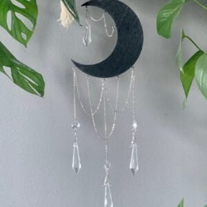 Wood Black Moon Suncatcher,Witchy Suncatcher |wall Hanging | Boho Decor