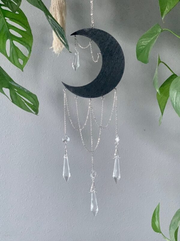 Wood Black Moon Suncatcher,Witchy Suncatcher |wall Hanging | Boho Decor
