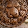 Wood Carved Lion Head Wall Art Animal Carving Crafts Wall Hanging Plaque Retro Style Home Decor  animal carving