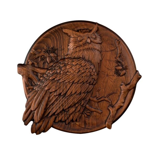 Wood Carved Owl Decor  Vintage Style Animal Wall Art  Wooden Decorative Plaque Sign  Hand Carved Ornament  Owl Statue