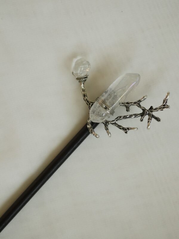 Wood hairpin Handmade crystal natural amethyst hairpin bridal hair comb crystal hair ornament BOHO wedding gift FZ-06