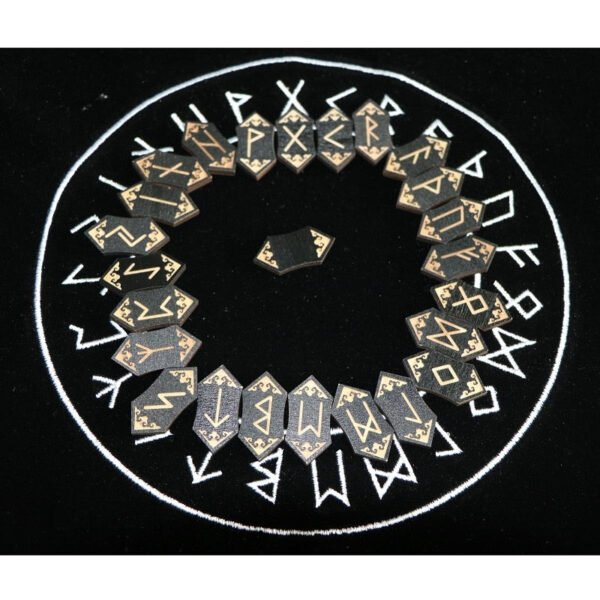 Wooden Runes Runas Piedra for Divination Carved wood Energy Stone Kit rune symbols sign letters with bag tablecloth Tarot &Divination