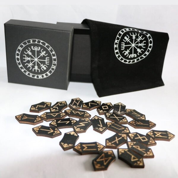 Wooden Runes Runas Piedra for Divination Carved wood Energy Stone Kit rune symbols sign letters with bag tablecloth Tarot &Divination