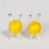 Wool Knitting Earrings - Yarn Ball and Needles,Miniature Knitting Needles, Knitter Gift, Silver-Plated Stud, Yarn Ball Earrings