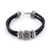 Viking Magic~Double Braided Leather Rudder & Anchor Charms Bracelet 316L Stainless Steel Bead Trendy Bracelet & Bangles Men Jewelry