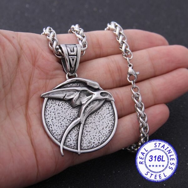 Viking Magic~Stainless Steel Wolf Head Pendant the Geralt Netflix TV Cosplay Necklace never fade