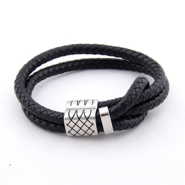 Viking Magic~Trendy BV Style Male Bracelets 316L Stainless Steel Adjustable Double Layer Braided Leather Men Bracelet Jewelry