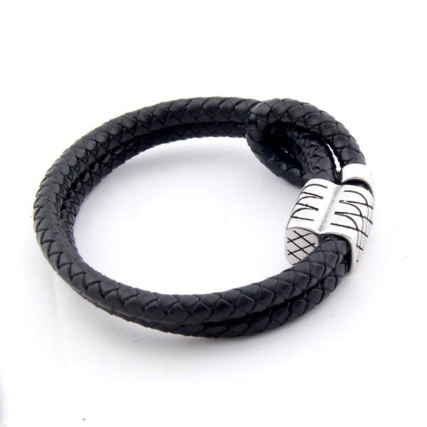 Viking Magic~Trendy BV Style Male Bracelets 316L Stainless Steel Adjustable Double Layer Braided Leather Men Bracelet Jewelry