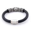 Viking Magic~Vintage Red Genuine Leather Male Charms Bracelets 316l Stainless Steel Buddha Head Bangle For Men Fashion Jewelry
