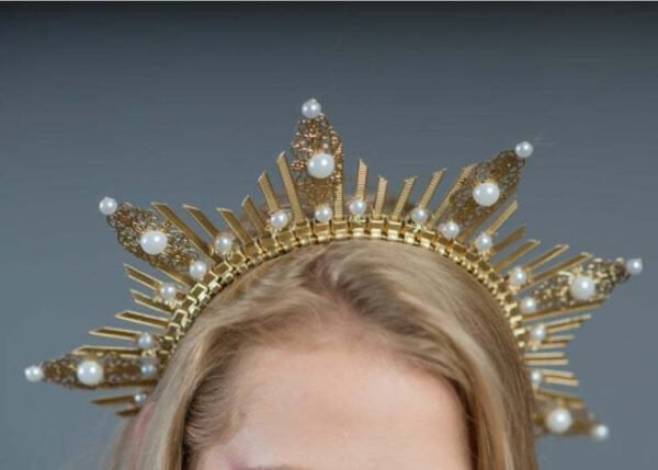 Z-35 Halo Tie Crown Pearl Flower Crown Photography Props Party Headdress Gift