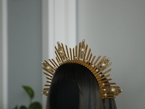 Z-35 Halo Tie Crown Pearl Flower Crown Photography Props Party Headdress Gift