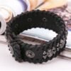 Spikes Rivet Gothic Skeleton Skull Punk Biker Wide Cuff Leather Bracelet