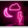 Lightning Neon Sign, Battery or USB Powered LED Night Light for Kids Room, Pink Bedroom Wall Decor for Festival, Party Decorations