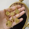 18K Gold Portrait Coin Cross Peach Heart Angel Charms Vintage Pendant b
