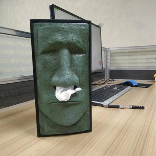 Tissue Box Waterproof Vintage Shakespeare Moai Pattern Tissue Box Easter Island Tissue Case Home easter decoration 2023