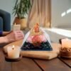 Crystal Orgone Pyramid – Orgonite Energy Generator with Copper-Wrapped Quartz and Shungite Crystals for Positive Energy