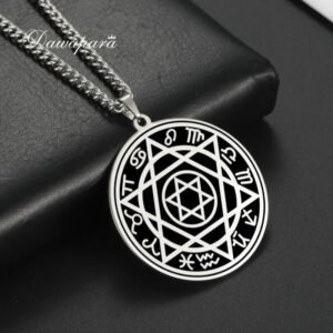 Talisman Seal Solomon Six-pointed Star 12 Constellation Pendant Hexagram Stainless Steel Necklaces