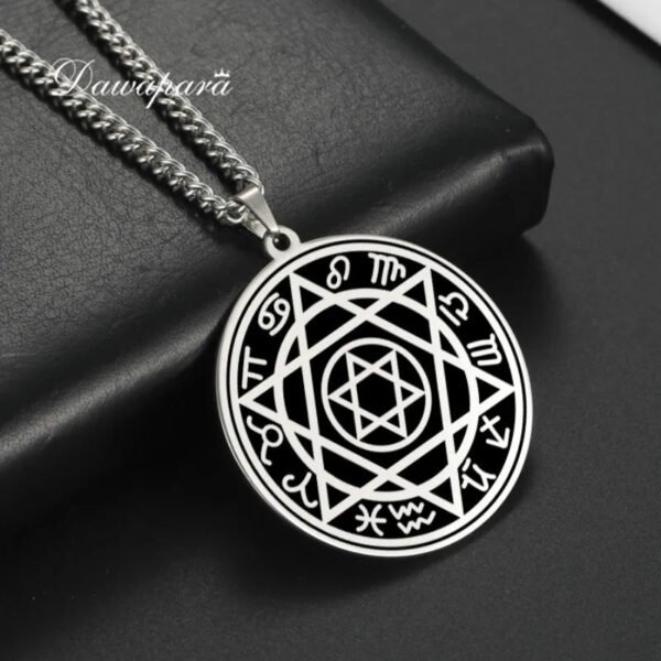 Talisman Seal Solomon Six-pointed Star 12 Constellation Pendant Hexagram Stainless Steel Necklaces