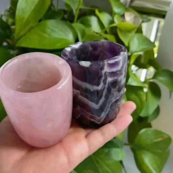 Natural Healing Gemstone Crystal Cup Hand Carved Crystal Crafts Agate And White Jade Cup For Gift LCK