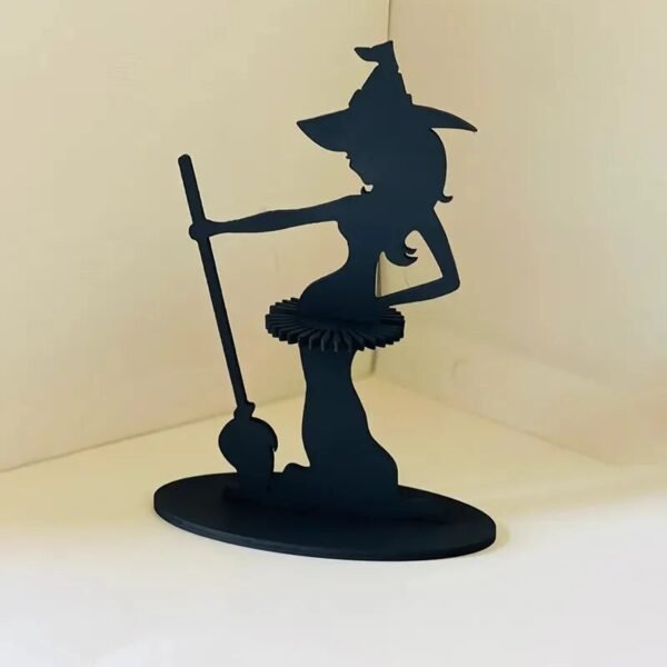Wooden Witch Napkin Holder Halloween Witch Statue Napkin Holder Table Decor Organizer For Halloween Style Napkin Storage