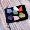 Magicun Stone~1 set Natural crystal stone seven chakras Black cloth bag large grain unpolished collection gift