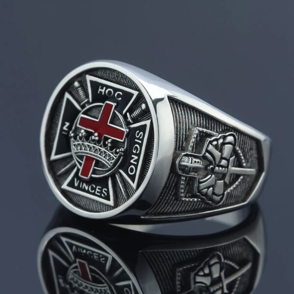 Ancient Knights Templar Crusades Cross Medieval Armor Masonic Sterling Silver Ring