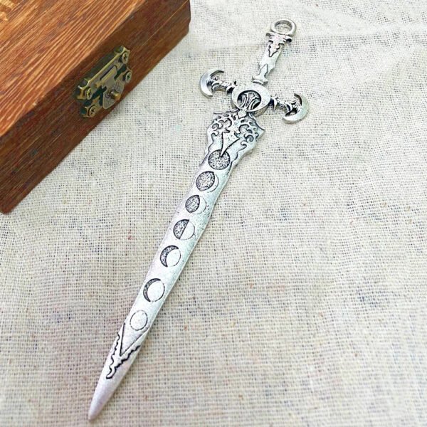 Vintage Vikings Lunar Phase Sword Hair Stick for Women Norse Cross Moon Hairpins Gothic Wicca Witch Headwear Punk Female Jewelry