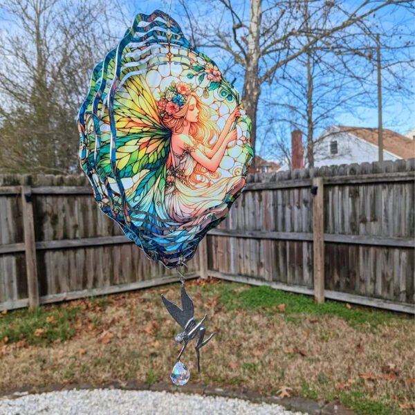 Fairy Wind Spinner Crystal Pendant for Outdoor Garden Yard Hanging Ornament Decoration