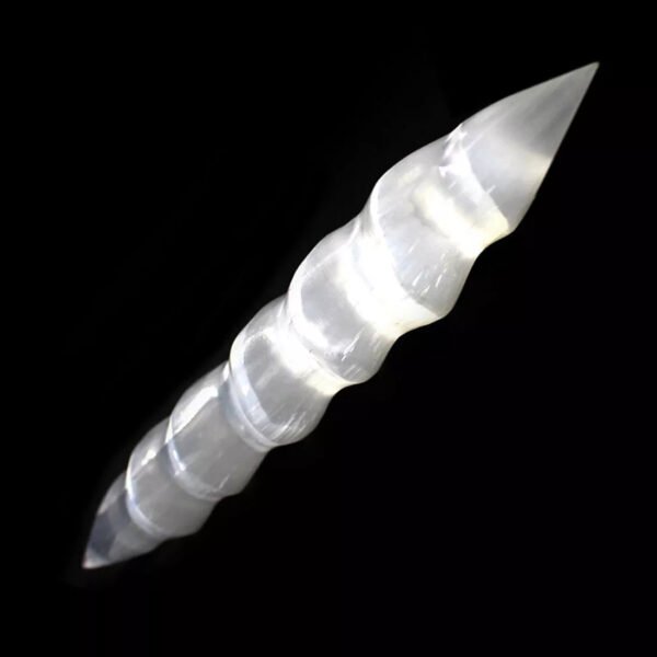 Double Point Selenite Crystal Massage Wand " Polished Spiral Healing Wand Stick
