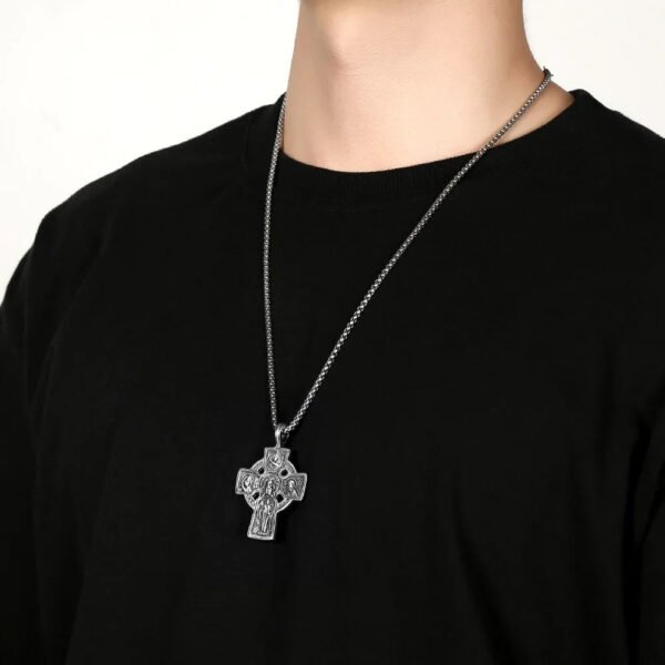 Vintage Pure Tin Cross Necklace Men Jesus Saint Benedict Exorcist Prayer Pendant Amulet Couple Religious Wishing Jewelry Gifts