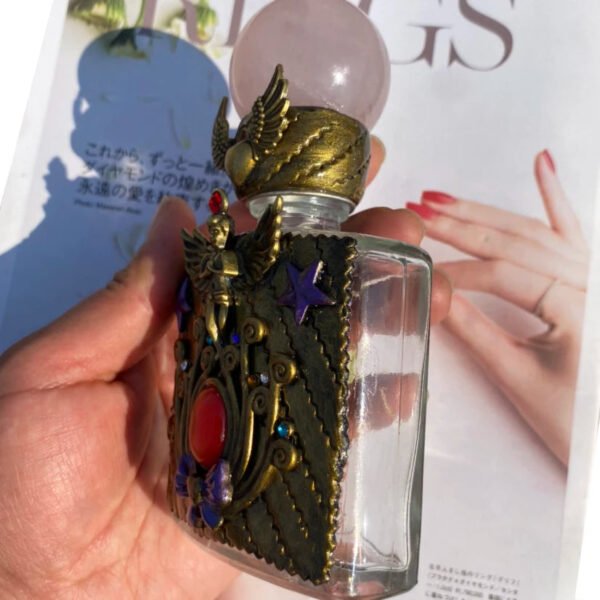 Natural Rose Quartz Crystal Sphere Lid Hot Selling Magic Glass Bottle Special Jewelry Gift For Decoration