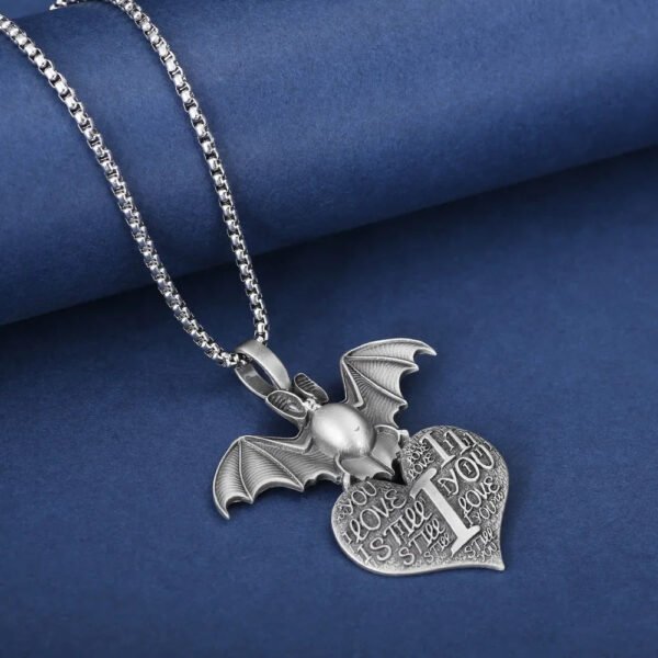 Pure Tin Vintage Bat Pendant Necklace Punk Men's Gothic Halloween Witch Collar Chain Girlfriend Fashion Jewelry Party Gift