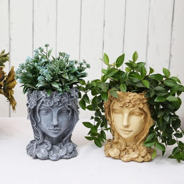 Head Planter Goddess Statue Planter Decorative Portrait Planter Indoor Outdoor Flower Vase Container