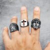 316L Stainless Steel Men Ring Christian Jesus Face Rings Religion Amulet Punk Rock for Male Biker Boyfriend Jewelry Best Gift