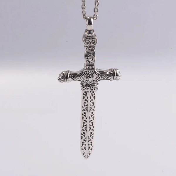 Real S925 Sterling Silver Pendants for Men Women New Fashion Eternal Vine Pattern Cross Sword Pure Argentum Amulet Jewelry Gifts