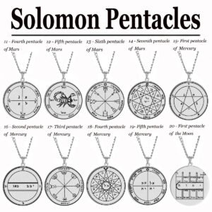 Silver Color 44 Solomon Pentacles Seal of Jupiter Mars Mercury Moon Saturn Sun Venus Talisman Pendant Stainless Steel Necklace