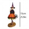 Halloween Witch Statue Hand Painted Figurine Mini Toy Crafts Creative Desktop Ornament for Home Living Room Bedroom Decoration