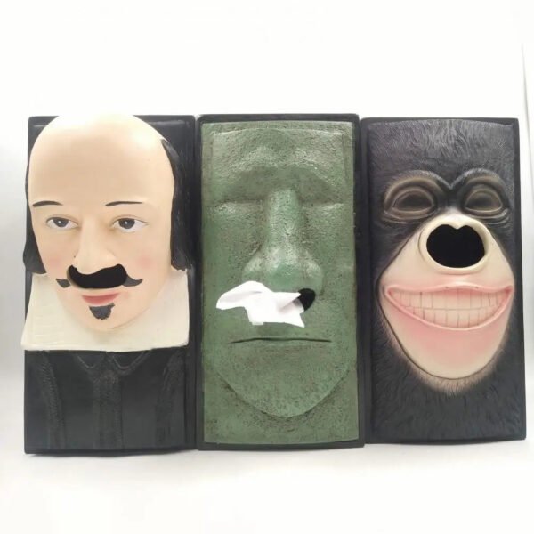 Tissue Box Waterproof Vintage Shakespeare Moai Pattern Tissue Box Easter Island Tissue Case Home easter decoration 2023