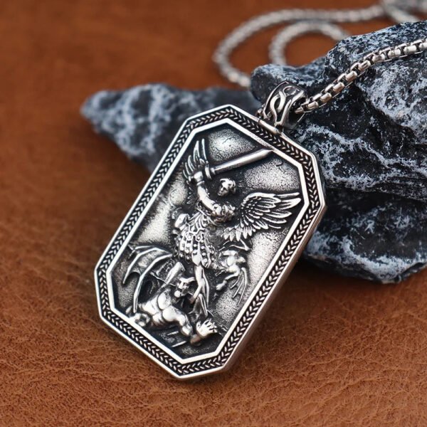 Stainless Steel Ancient Greek God of War Necklace Gift Vintage Angel Wings Shield Pendant