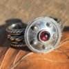 Ancient Rome Garnet and Sterling Silver Gladiator Ring