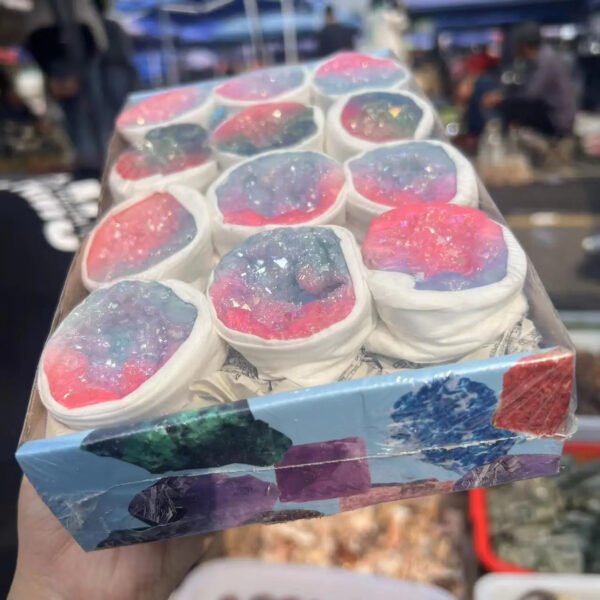 Natural Agate Geode Crystal Box electroplate For Home Decoration Reiki Healing