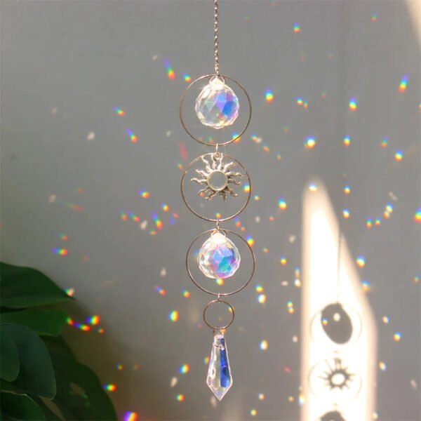 Crystal Wind Chime Star Moon Sun Light Catcher Prism Rainbow Maker Suncatcher Windbell Hanging Pendant Ornament Home Decoration