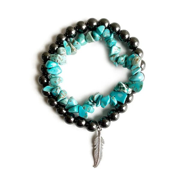 Western style jewelry imitation pearl multi-layer bracelet set turquoise beaded cross sunflower bracelet