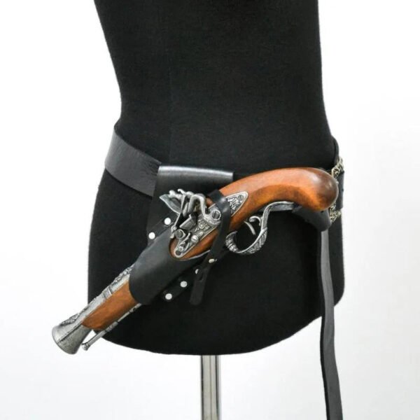 Renaissance Pirate Leather Belt Flintlock Holster Pistol Firearm Gun Holder Buccaneer Accessory LARP Cosplay Costume Men Women