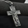 Classic Pure Tin Jesus Crucifixion Cross Pendant Necklace for Woman and Men Christian Amulet Jewelry Gifts Titanium Steel Chain